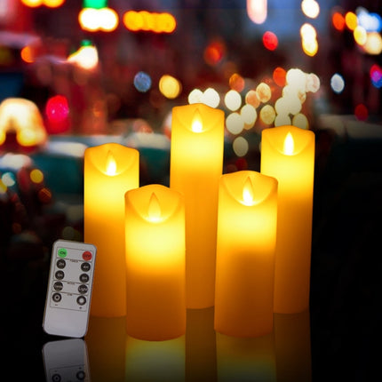 5 in 1 Remote Control Yellow Light LED Candle Lamp Halloween Christmas Wedding Decorative Light-garmade.com