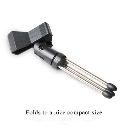 Microphone Stand Adjustable Microphone Stand Foldable Mic Clamp Clip Holder Stand Metal Tripod(Black)-garmade.com