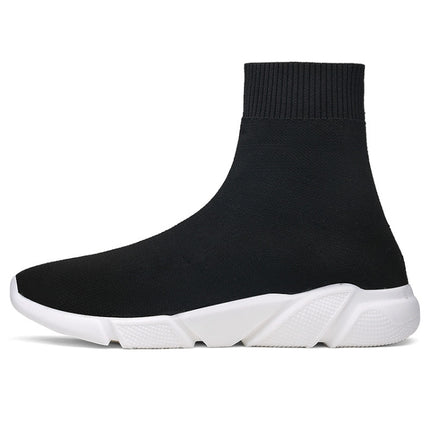 Knit Upper Breathable Sport Sock Boots Chunky Sneakers High Top Running Shoes for Men / Women, Shoe Size:35(Blue)-garmade.com