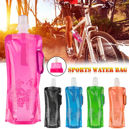 0.5L Portable Ultralight Foldable Silicone Water Bag Outdoor Sports Supplies Hiking Camping Soft Flask Waterproof Bag(Black)-garmade.com