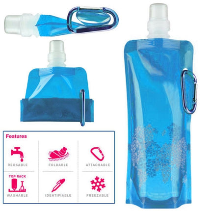 0.5L Portable Ultralight Foldable Silicone Water Bag Outdoor Sports Supplies Hiking Camping Soft Flask Waterproof Bag(Blue)-garmade.com