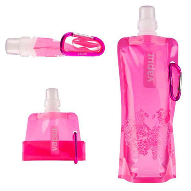 0.5L Portable Ultralight Foldable Silicone Water Bag Outdoor Sports Supplies Hiking Camping Soft Flask Waterproof Bag(Pink)-garmade.com