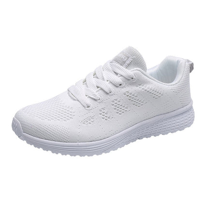 Mesh Breathable Flat Sneakers Running Shoes Casual Shoes for Women, Size:35(White)-garmade.com