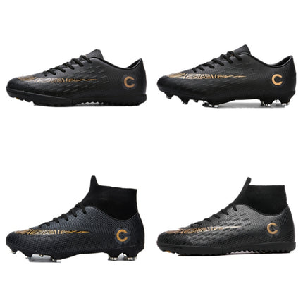 Outdoor High-top Non-slip Soccer Cleats Training Sneakers for Men, Size:36(2039-1 Black Broken Nail)-garmade.com