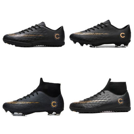 Outdoor High-top Non-slip Soccer Cleats Training Sneakers for Men, Size:38(2039 Black Long Nail)-garmade.com