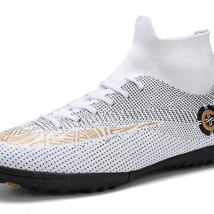 Outdoor High-top Non-slip Soccer Cleats Training Sneakers for Men, Size:41(2039-1 White Broken Nail)-garmade.com
