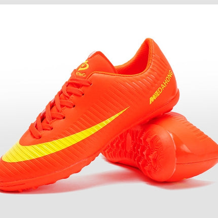 Breathable Non-slip Soccer Shoes Indoor and Outdoor Training Football Shoes for Children & Adult, Shoe Size:38(Orange Red)-garmade.com