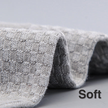 3 Pairs of Bamboo Fiber Men Double Needle Dark Flower Small Square Section Business Tube Socks(Iron Grey)-garmade.com