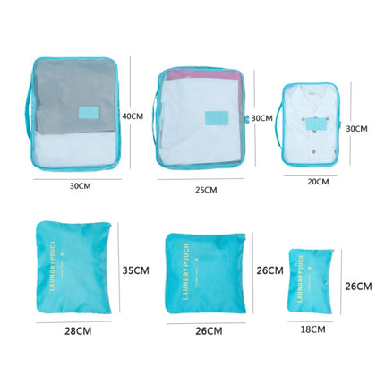 Oxford Cloth Travel Mesh Bag Luggage Organizer Cube Clothing Organiser (1 Set=6 PCS)-garmade.com