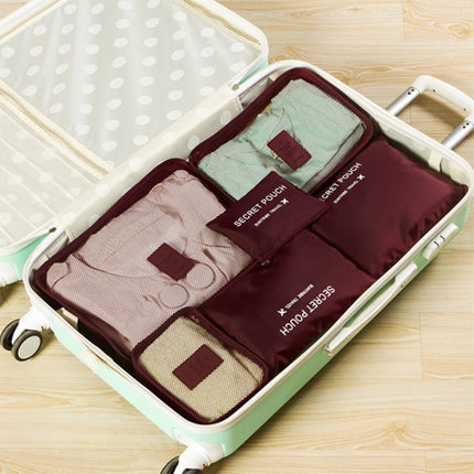 6 PCS/Set Travel Bag ClothesLuggage Organizer High Capacity Mesh Packing Cubes(Wine red)-garmade.com