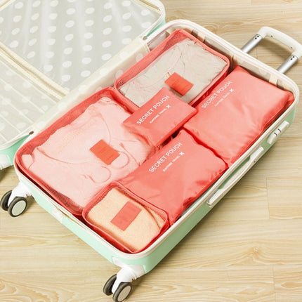 6 PCS/Set Travel Bag ClothesLuggage Organizer High Capacity Mesh Packing Cubes(Watermelon red)-garmade.com