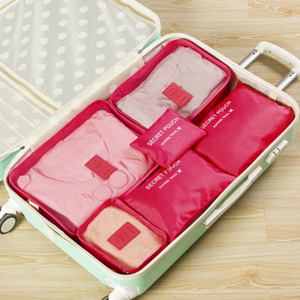 6 PCS/Set Travel Bag ClothesLuggage Organizer High Capacity Mesh Packing Cubes(Rose red)-garmade.com