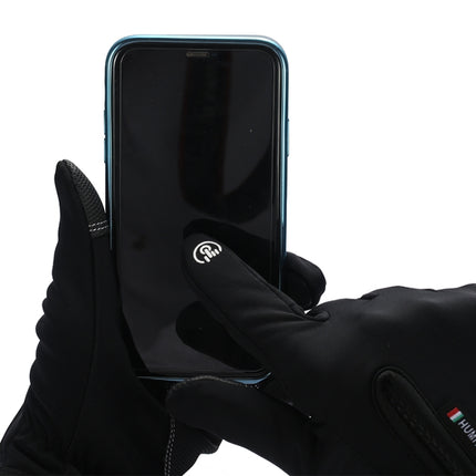 HUMRAO Outdoor Riding Fleece Warm Non-Slip Touch Screen Gloves Ski Motorcycle Gloves, Size:M(01 Luminous+Logo)-garmade.com