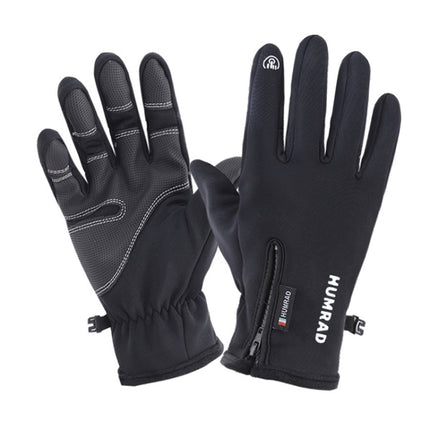 HUMRAO Outdoor Riding Fleece Warm Non-Slip Touch Screen Gloves Ski Motorcycle Gloves, Size:L(01 Luminous+Logo)-garmade.com