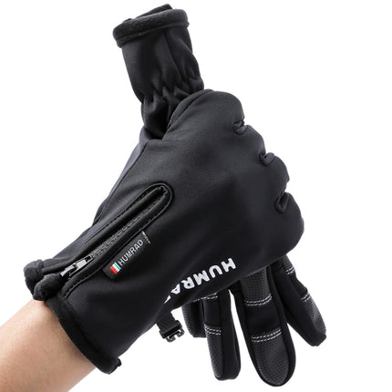 HUMRAO Outdoor Riding Fleece Warm Non-Slip Touch Screen Gloves Ski Motorcycle Gloves, Size:L(01 Luminous+Logo)-garmade.com
