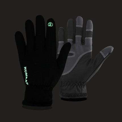 HUMRAO Outdoor Riding Fleece Warm Non-Slip Touch Screen Gloves Ski Motorcycle Gloves, Size:XXL(02 Luminous)-garmade.com