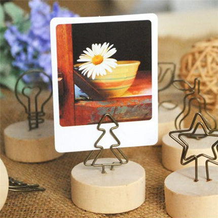 Creative Round Wooden Iron Photo Clip Memo Name Card Pendant Furnishing Articles Picture Frame(Bird)-garmade.com