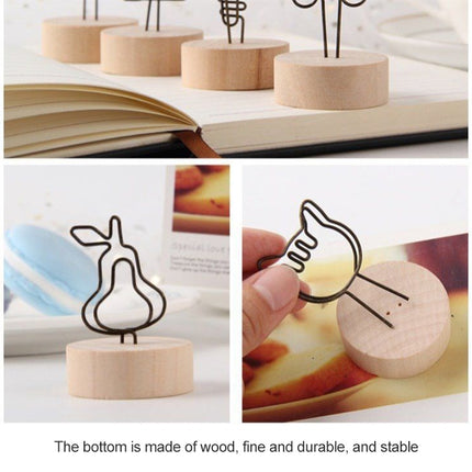 Creative Round Wooden Iron Photo Clip Memo Name Card Pendant Furnishing Articles Picture Frame(Tree)-garmade.com