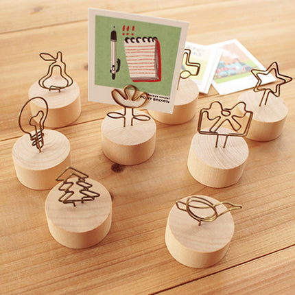 Creative Round Wooden Iron Photo Clip Memo Name Card Pendant Furnishing Articles Picture Frame(Lamp)-garmade.com