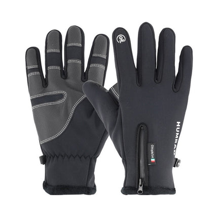 HUMRAO Outdoor Riding Gloves Winter Velvet Thermal Gloves Ski Motorcycle Waterproof Non-Slip Gloves, Size:XXL(Thickened)-garmade.com
