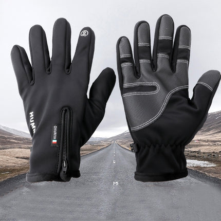 HUMRAO Outdoor Riding Gloves Winter Velvet Thermal Gloves Ski Motorcycle Waterproof Non-Slip Gloves, Size:XXL(Thickened)-garmade.com