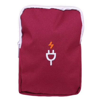 Portable Multi-function Travel Pouch Cable Power Bank Package Case(Red)-garmade.com