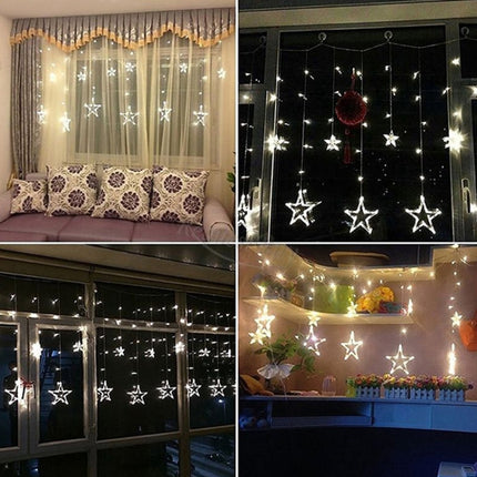220V EU Plug LED Star Light Christmas lights Indoor/Outdoor Decorative Love Curtains Lamp For Holiday Wedding Party lighting(Warm White)-garmade.com