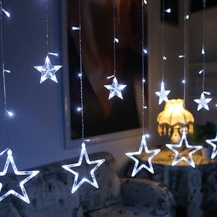 220V EU Plug LED Star Light Christmas lights Indoor/Outdoor Decorative Love Curtains Lamp For Holiday Wedding Party lighting(WHITE)-garmade.com