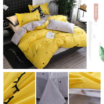 Bedding Set Luxury Family Set Sheet Duvet Cover Pillowcase, Size:1.2m Three-piece bedsheet(Eyelash bend)-garmade.com