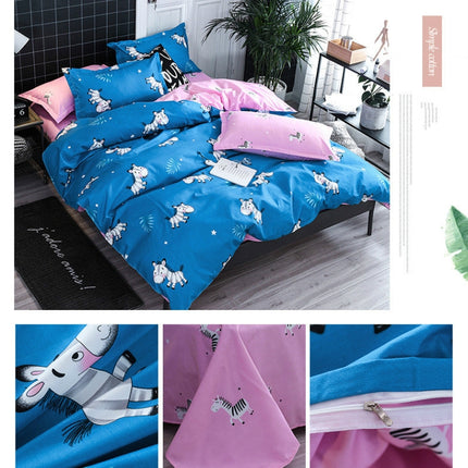 Bedding Set Luxury Family Set Sheet Duvet Cover Pillowcase, Size:1.2m Three-piece bedsheet(Zebra)-garmade.com