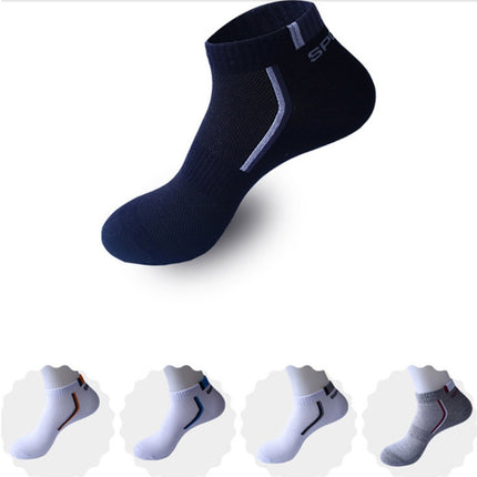 5 Pairs Cotton Socks Men&#39;s Solid Color Fashion Male Boat Socks(Grey)-garmade.com