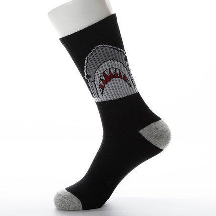 10 Pairs Cartoon Shark Socks Funny Fashion Cotton Socks(Black)-garmade.com