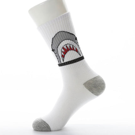 10 Pairs Cartoon Shark Socks Funny Fashion Cotton Socks(White)-garmade.com