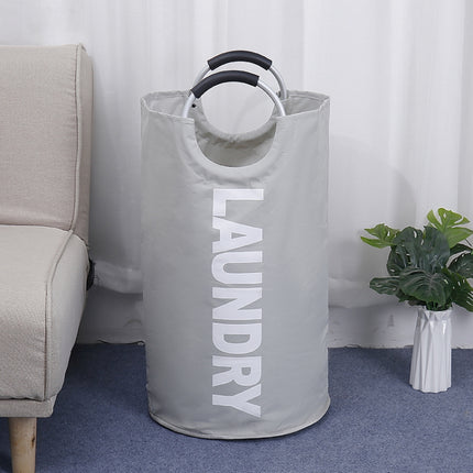 Portable Waterproof Hamper Dirty Clothes Large Collapsible Washing Laundry Basket Bag(Light Grey)-garmade.com