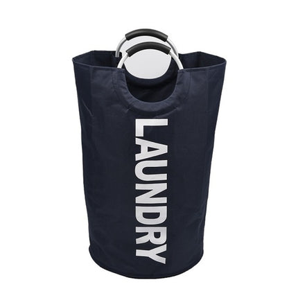 Portable Waterproof Hamper Dirty Clothes Large Collapsible Washing Laundry Basket Bag(Navy Blue)-garmade.com
