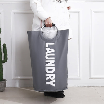 Portable Waterproof Hamper Dirty Clothes Large Collapsible Washing Laundry Basket Bag(Dark Grey)-garmade.com