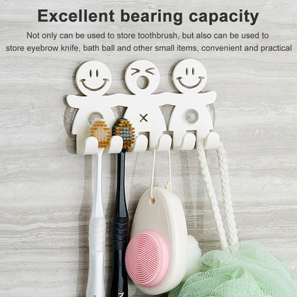 5 PCS Cute Smiley Suction Cup Hanging Toothbrush Holder Plastic Small Person Teeth Holder-garmade.com