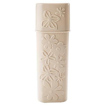 Portable Flower Carved Toothbrush Holder Outdoor Toothrush Cap Case Toothpaste Storage Box Wash Cup(Beige)-garmade.com