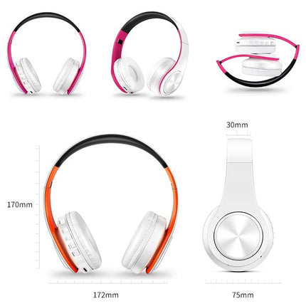 LPT660 Foldable Stereo Bluetooth Headset MP3 Player, Support 32GB TF Card & 3.5mm AUX(White Rose)-garmade.com