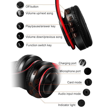 LPT660 Foldable Stereo Bluetooth Headset MP3 Player, Support 32GB TF Card & 3.5mm AUX(Black Green)-garmade.com
