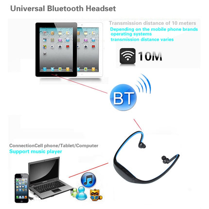 S9 Wireless Sports Bluetooth Earphones for iPhone Huawei XiaoMi Phone, Support TF / SD Card & Microphone(Blue)-garmade.com