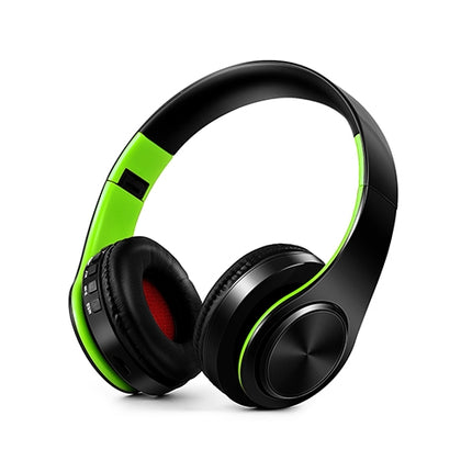 HIFI Stereo Wireless Bluetooth Headphone for Xiaomi iPhone Sumsamg Tablet, with Mic, Support SD Card & FM(Green black)-garmade.com