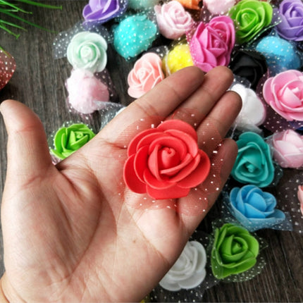 DIY Mini Foam Rose Artificial Flower Bouquet Multicolor Rose Wedding Flower Decoration Scrapbooking Fake Rose Flower(Orange)-garmade.com