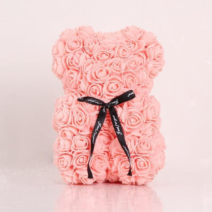25cm Bear Shape Artificial Foam Roses Flower Ornament(Light Pink)-garmade.com