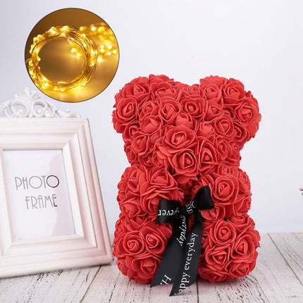 25cm Bear Shape Artificial Foam Roses Flower Ornament(Light Pink)-garmade.com