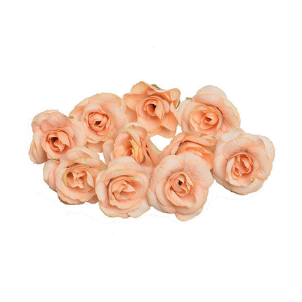 10 Sets 4cm Artificial Flower Silk Rose Flower Head for Wedding Party Home Decoration(Orange)-garmade.com