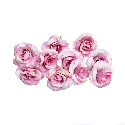 10 Sets 4cm Artificial Flower Silk Rose Flower Head for Wedding Party Home Decoration(Pink)-garmade.com