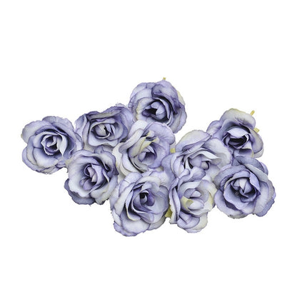 10 Sets 4cm Artificial Flower Silk Rose Flower Head for Wedding Party Home Decoration(Purple)-garmade.com