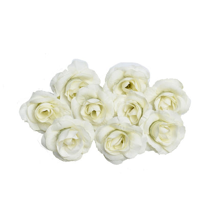 10 Sets 4cm Artificial Flower Silk Rose Flower Head for Wedding Party Home Decoration(Milk White)-garmade.com