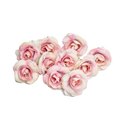 10 Sets 4cm Artificial Flower Silk Rose Flower Head for Wedding Party Home Decoration(Milk White)-garmade.com